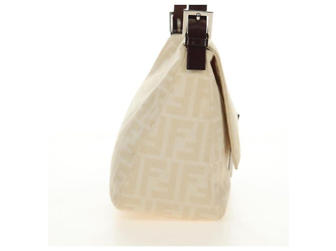 FENDI Zucca Canvas Mamma Baguette Bolso de Hombro Beige Plata Auth mr2561M - vista 4
