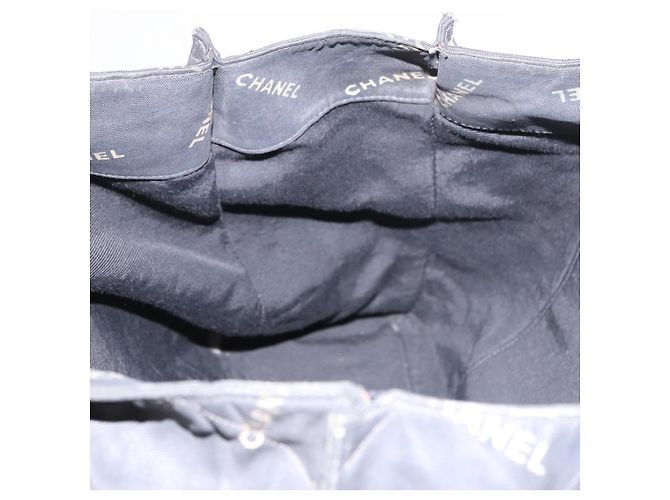 CHANEL Matelasse Chain Tote Bag Lona Recubierta Negro Oro CC Auth bs35682 Dorado - vista 17