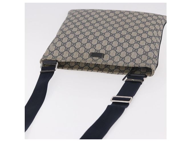 Borsa a tracolla GUCCI GG Supreme PVC Blu Navy Argento 201446 Auth ka4941 - vista 6