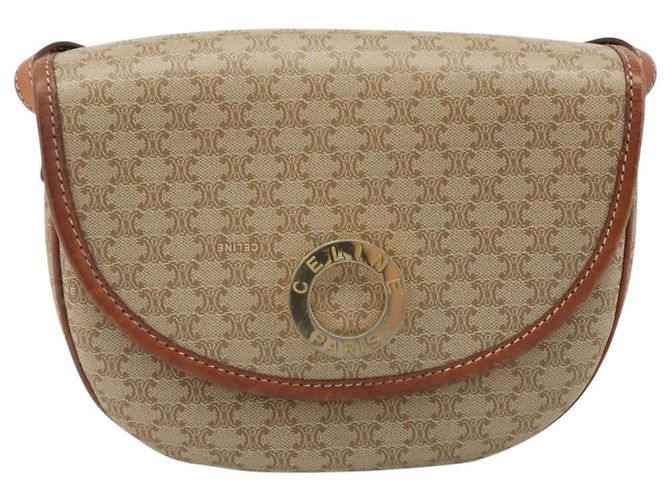 Céline CELINE Macadam Canvas Shoulder Bag PVC Beige Gold Auth 187444A Golden - view 13