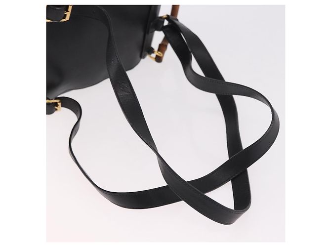 Zaino GUCCI Bamboo in pelle nera e oro 003 2034 0030 Auth ka4944 Nero D'oro - vista 9