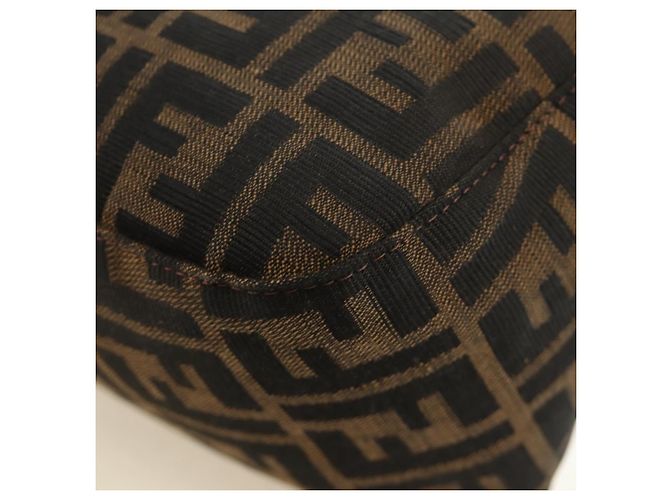 FENDI Zucca Canvas Mamma Baguette Borsa a Spalla Nero Marrone Auth 186463V - vista 18