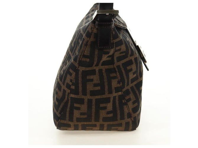 FENDI Zucca Canvas Mamma Baguette Borsa a Spalla Nero Marrone Auth 186463V - vista 3