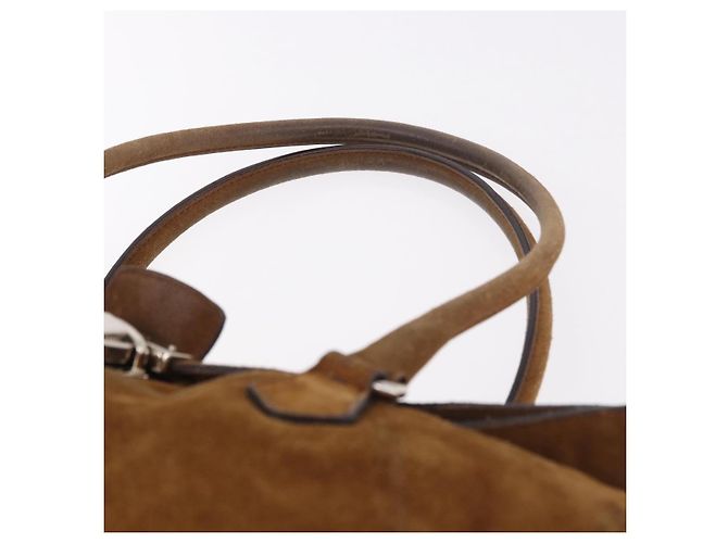 PRADA Handtasche Wildleder Braun Silber Auth 188213SAV - Ansicht 14