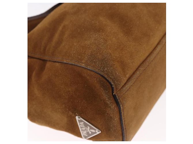 PRADA Handtasche Wildleder Braun Silber Auth 188213SAV - Ansicht 15