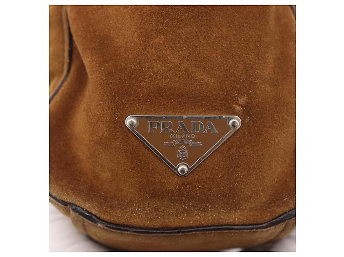 PRADA Handtasche Wildleder Braun Silber Auth 188213SAV - Ansicht 19