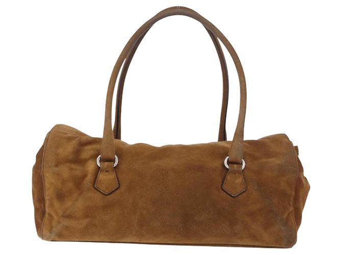 PRADA Handtasche Wildleder Braun Silber Auth 188213SAV - Ansicht 2