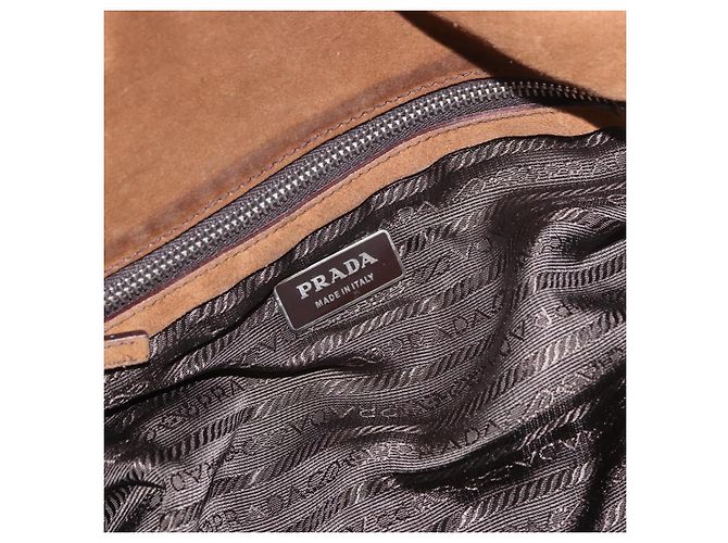 PRADA Handtasche Wildleder Braun Silber Auth 188213SAV - Ansicht 21