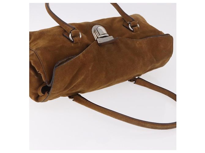 PRADA Handtasche Wildleder Braun Silber Auth 188213SAV - Ansicht 7