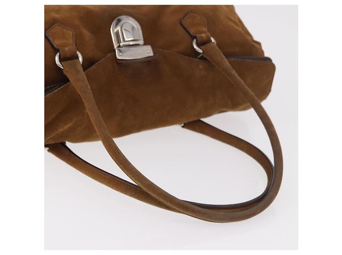 PRADA Handtasche Wildleder Braun Silber Auth 188213SAV - Ansicht 8
