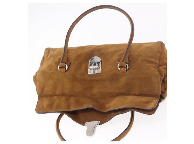 PRADA Handtasche Wildleder Braun Silber Auth 188213SAV - Ansicht 9