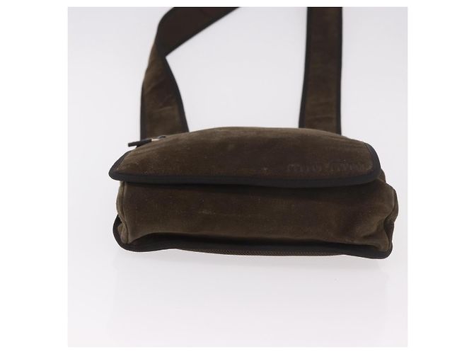 Borsa a tracolla Miu Miu in scamosciato marrone Auth 188406 - vista 5