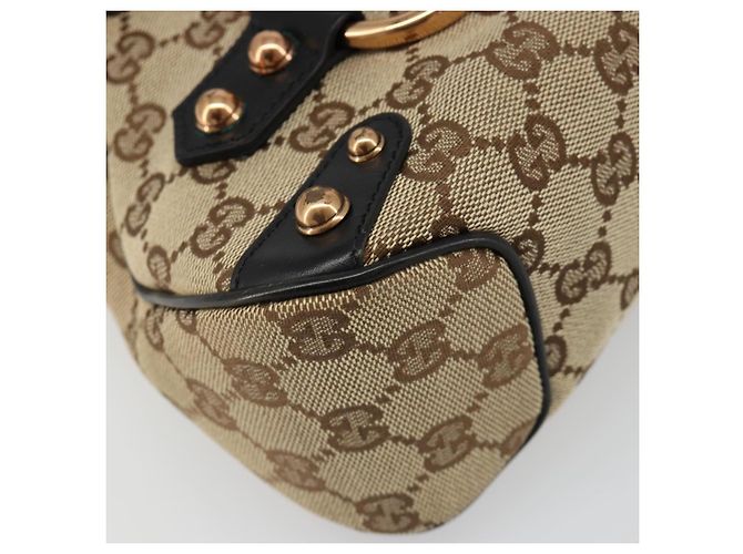 Borsa GUCCI GG Canvas Horsebit Sherry Line Beige Oro 129500 Auth yk20593SAV D'oro - vista 15
