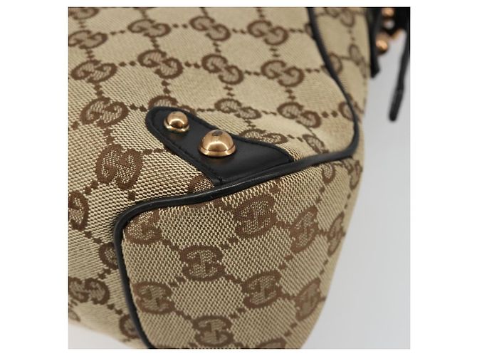 Borsa GUCCI GG Canvas Horsebit Sherry Line Beige Oro 129500 Auth yk20593SAV D'oro - vista 16