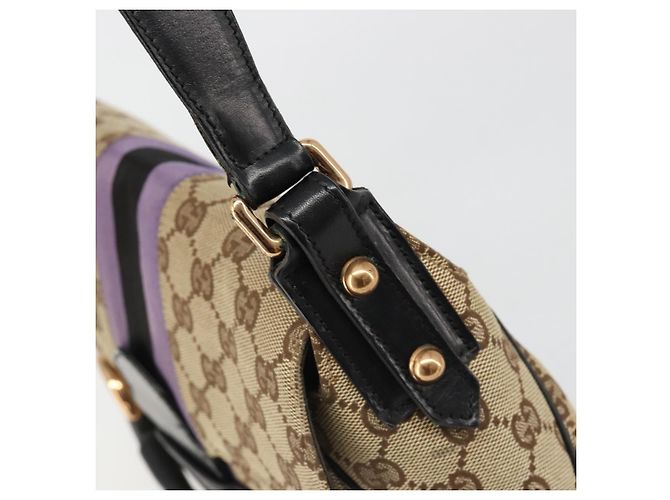 Borsa GUCCI GG Canvas Horsebit Sherry Line Beige Oro 129500 Auth yk20593SAV D'oro - vista 18