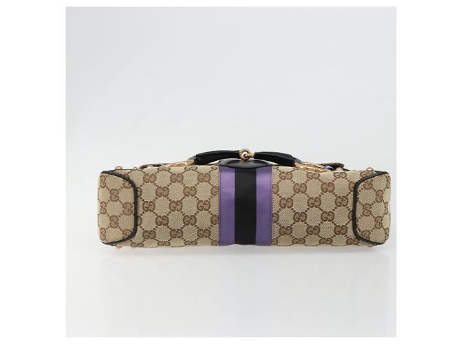 Borsa GUCCI GG Canvas Horsebit Sherry Line Beige Oro 129500 Auth yk20593SAV D'oro - vista 5