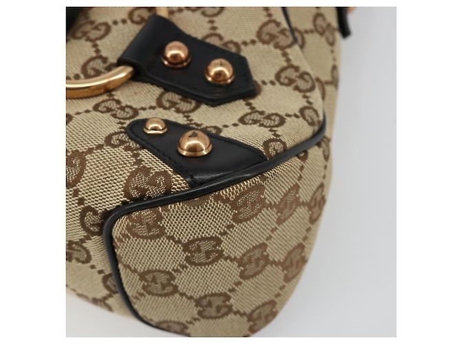 Borsa GUCCI GG Canvas Horsebit Sherry Line Beige Oro 129500 Auth yk20593SAV D'oro - vista 8