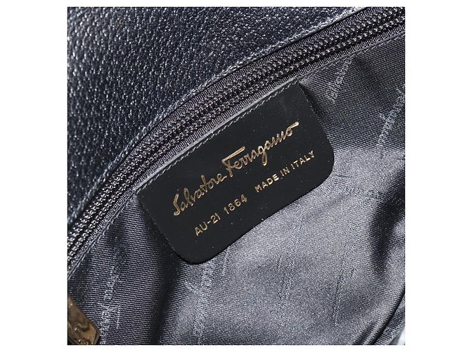 Salvatore Ferragamo Shoulder Bag Canvas Black Gold Auth BA13524V Golden - view 12