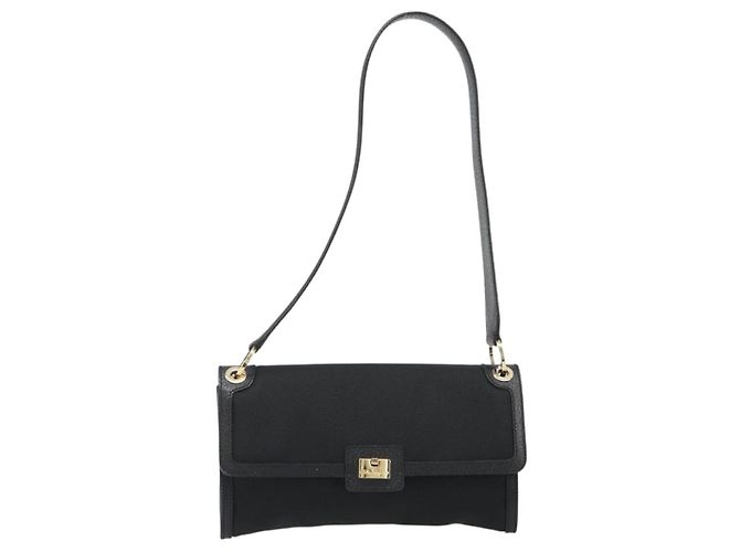 Salvatore Ferragamo Shoulder Bag Canvas Black Gold Auth BA13524V Golden - view 13