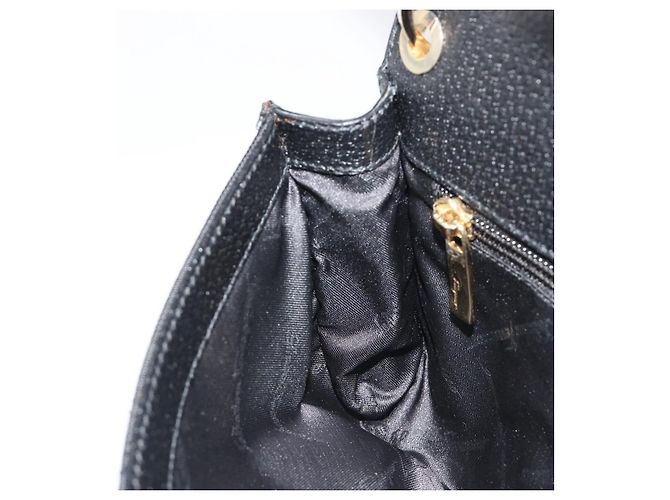 Salvatore Ferragamo Shoulder Bag Canvas Black Gold Auth BA13524V Golden - view 19