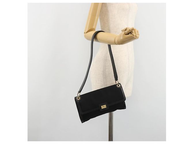 Salvatore Ferragamo Shoulder Bag Canvas Black Gold Auth BA13524V Golden - view 22