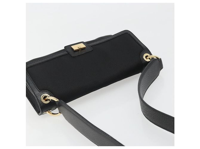 Salvatore Ferragamo Shoulder Bag Canvas Black Gold Auth BA13524V Golden - view 6