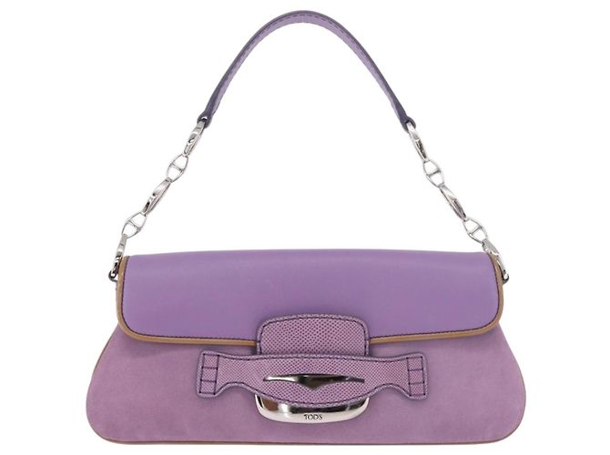 Autre Marque Borsa a tracolla TOD'S in pelle scamosciata viola e argento Auth am11976V Porpora - vista 13