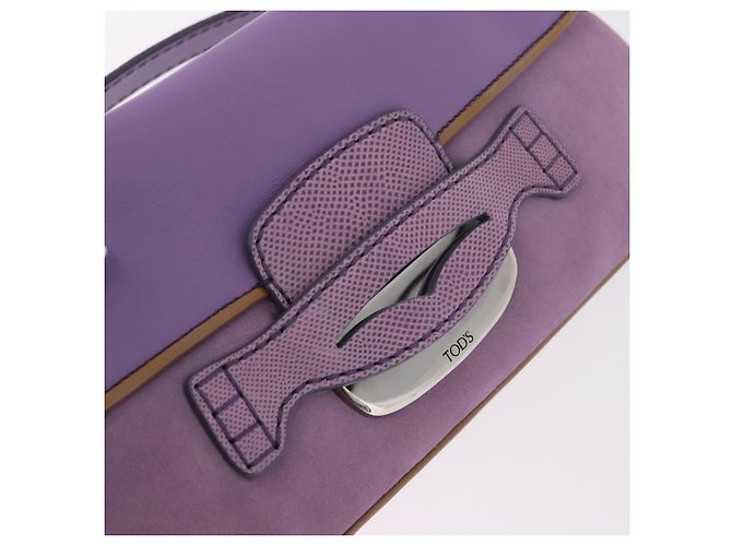 Autre Marque Borsa a tracolla TOD'S in pelle scamosciata viola e argento Auth am11976V Porpora - vista 18