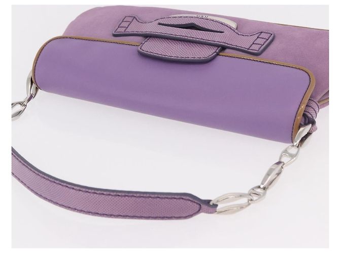 Autre Marque Borsa a tracolla TOD'S in pelle scamosciata viola e argento Auth am11976V Porpora - vista 6