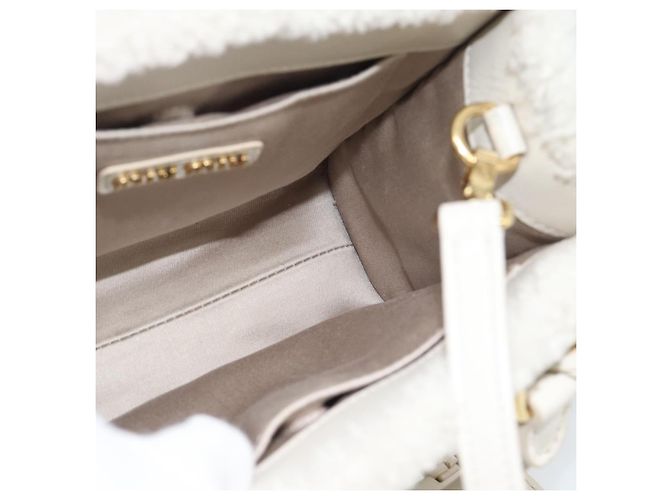 Borsa Miu Miu Shearing 2way White Gold Auth ka4884SAM Bianco D'oro - vista 21