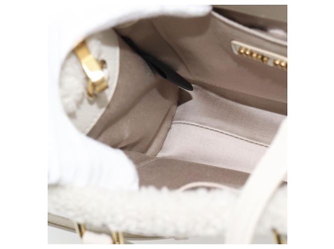 Borsa Miu Miu Shearing 2way White Gold Auth ka4884SAM Bianco D'oro - vista 22