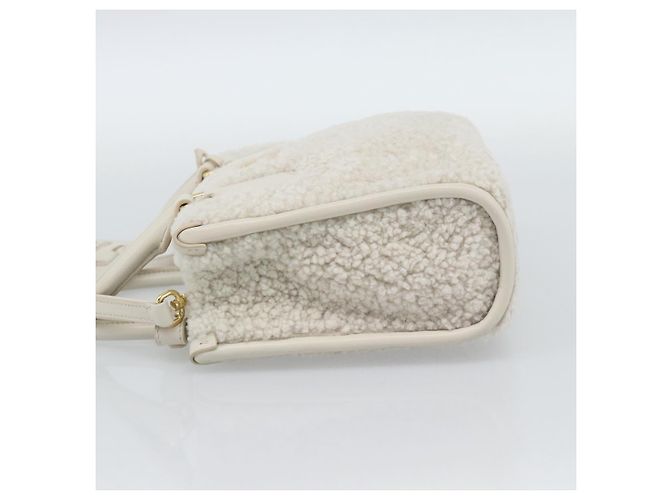 Borsa Miu Miu Shearing 2way White Gold Auth ka4884SAM Bianco D'oro - vista 3