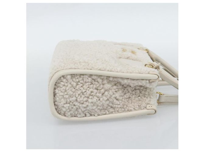 Borsa Miu Miu Shearing 2way White Gold Auth ka4884SAM Bianco D'oro - vista 4