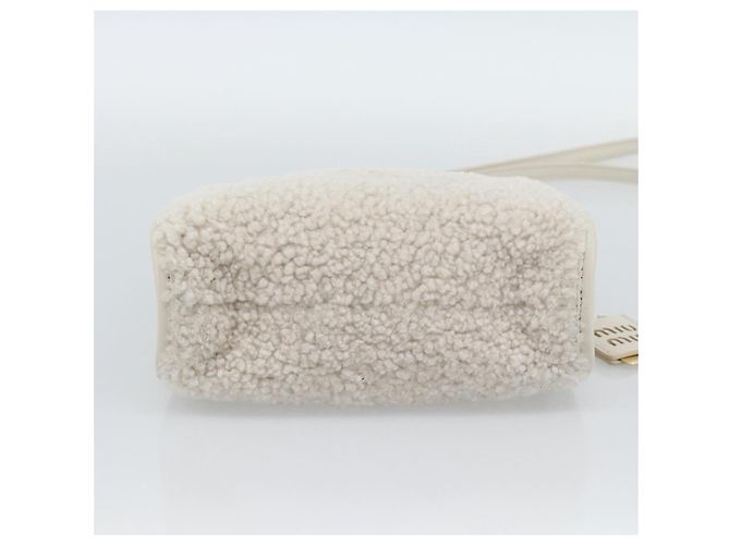 Borsa Miu Miu Shearing 2way White Gold Auth ka4884SAM Bianco D'oro - vista 5