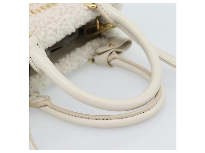 Borsa Miu Miu Shearing 2way White Gold Auth ka4884SAM Bianco D'oro - vista 7