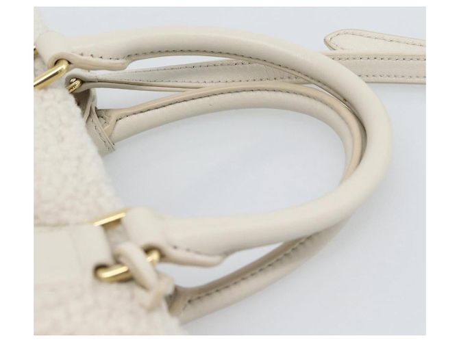 Borsa Miu Miu Shearing 2way White Gold Auth ka4884SAM Bianco D'oro - vista 8