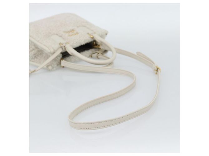 Borsa Miu Miu Shearing 2way White Gold Auth ka4884SAM Bianco D'oro - vista 9