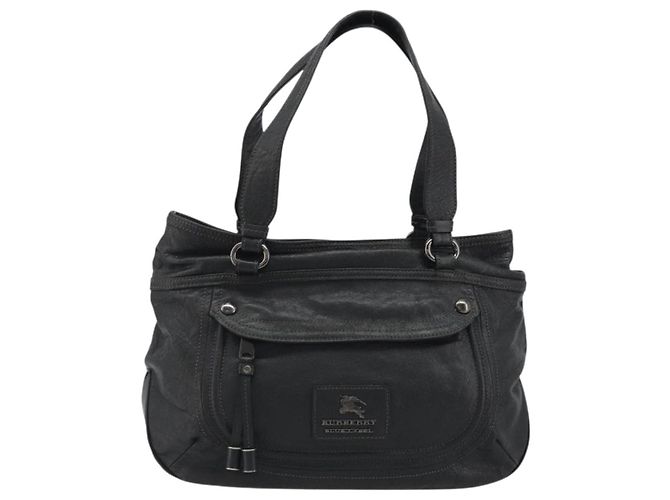 Borsa Tote BURBERRY in pelle nera Auth 188086A Nero - vista 13