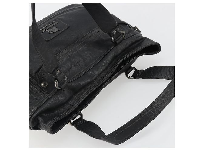 Borsa Tote BURBERRY in pelle nera Auth 188086A Nero - vista 6