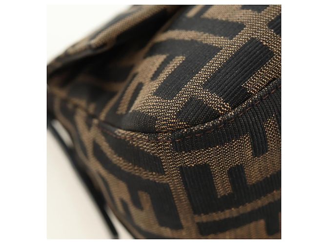 FENDI Zucca Canvas Mamma Baguette Mini Shoulder Bag Black Brown Auth yk20529SAM Marrone Nero - vista 15