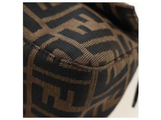 FENDI Zucca Canvas Mamma Baguette Mini Shoulder Bag Black Brown Auth yk20529SAM Marrone Nero - vista 16