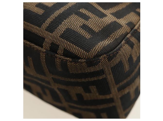 FENDI Zucca Canvas Mamma Baguette Mini Shoulder Bag Black Brown Auth yk20529SAM Marrone Nero - vista 18