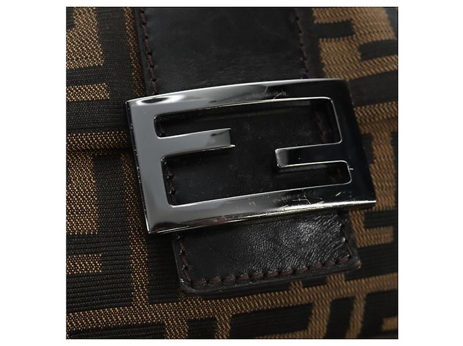 FENDI Zucca Canvas Mamma Baguette Mini Shoulder Bag Black Brown Auth yk20529SAM Marrone Nero - vista 19