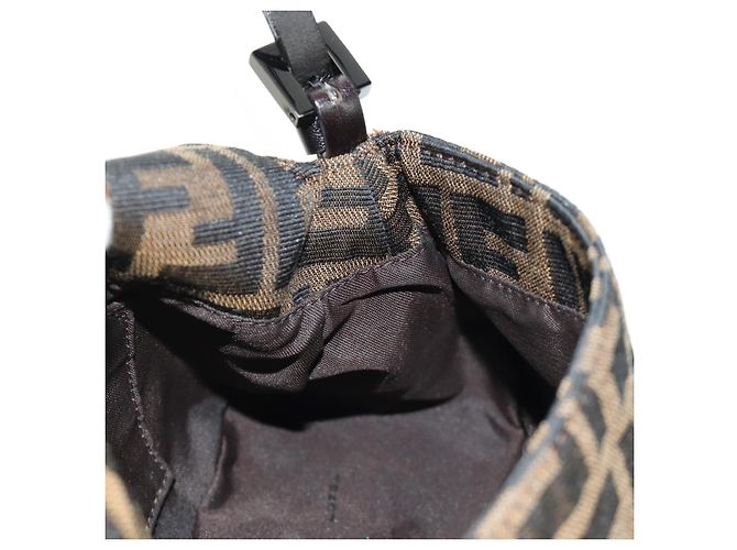 FENDI Zucca Canvas Mamma Baguette Mini Shoulder Bag Black Brown Auth yk20529SAM Marrone Nero - vista 22