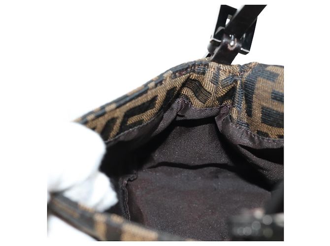 FENDI Zucca Canvas Mamma Baguette Mini Shoulder Bag Black Brown Auth yk20529SAM Marrone Nero - vista 23