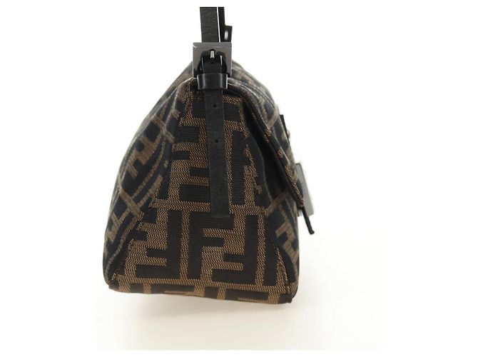 FENDI Zucca Canvas Mamma Baguette Mini Shoulder Bag Black Brown Auth yk20529SAM Marrone Nero - vista 4
