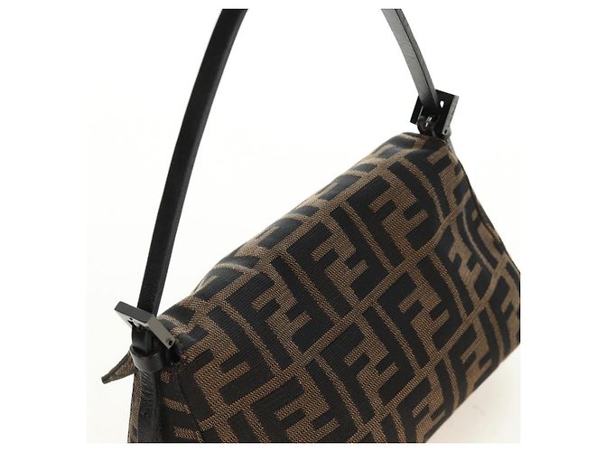 FENDI Zucca Canvas Mamma Baguette Mini Shoulder Bag Black Brown Auth yk20529SAM Marrone Nero - vista 6