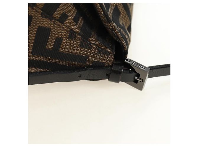 FENDI Zucca Canvas Mamma Baguette Mini Shoulder Bag Black Brown Auth yk20529SAM Marrone Nero - vista 8