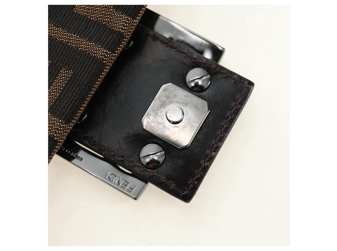 FENDI Zucca Canvas Mamma Baguette Mini Shoulder Bag Black Brown Auth yk20529SAM Marrone Nero - vista 9