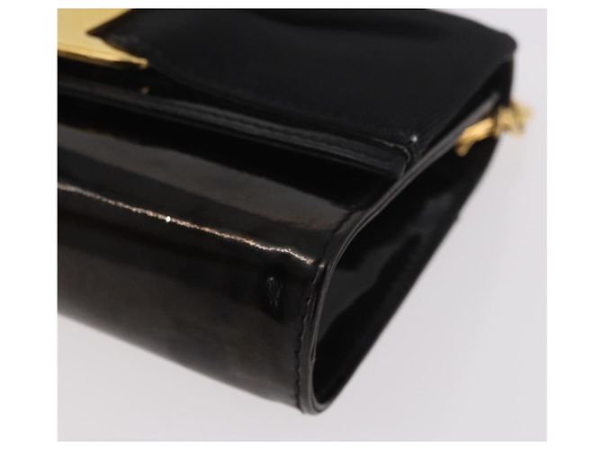 Borsa a tracolla con catena Vara Ribbon Salvatore Ferragamo in vernice nera e oro Auth bs35689 Nero D'oro - vista 15